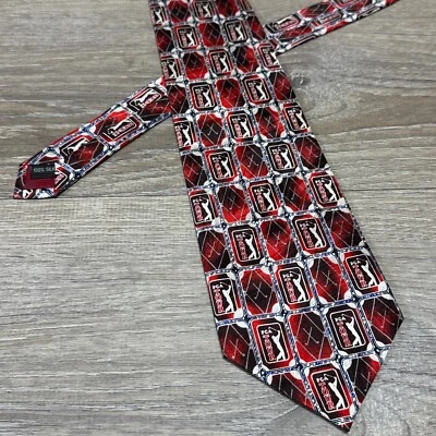 Tie Rack PGA Tour Handmade Luxury 100% Silk Neck Tie PGA Logo Golfer Golf Clubs - Image 1 of 4