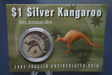 2005 AUSTRALIA $1 KANGAROO - 1oz Silver coin ON CARD