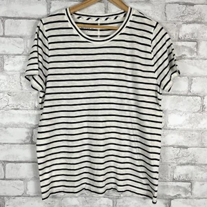 J.CREW FACTORY T-Shirt Damen schwarz gestreift Girlfriend SS Rundhalsausschnitt LARGE AT466 neu mit Etikett - Bild 1 von 5
