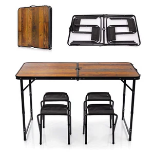 ALU Campingtisch mit 4 Stühlen 120x60 klappbar Klapptisch Camping OUTDOOR Tisch - Bild 1 von 21
