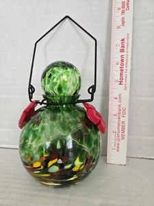 6" Confetti Blown Glass Light Up Hanging Hummingbird Feeder w/Stopper FREE SHIP - Picture 1 of 11