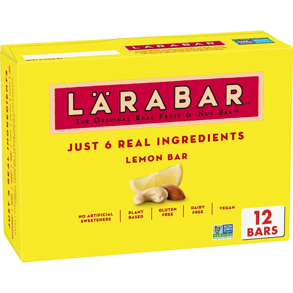 LÄRABAR Lemon Bar Gluten Vegan Fruit & Nut Bars 1.6 oz bars 12 ct