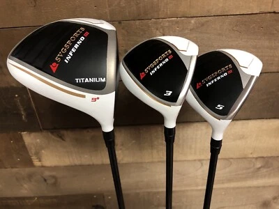 NEW INFERNO III +1 DRIVER 3 5 WOOD SET STIFF FLEX JUMBO GRIPS CLUBS 5125-IFNO - Image 1 of 4