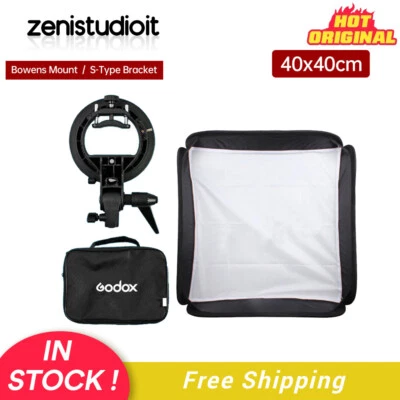 US Godox 40x40cm Foldable Softbox With S-type Bracket Bowens For Flash Speedlite - Image 1 of 4