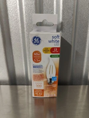 GE  40 Watt Decorative Clear Dimmable LED CAM Outdoor Bulb 40w Soft White New - Image 1 of 4