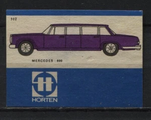 Mercedes 600 Automotive Vintage Dutch Matchbox Label - Picture 1 of 1