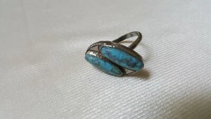  Tono plata y turquesa o turquesa sintética?? Anillo insertado - tamaño aprox. 6 a 6 1/2 - Imagen 1 de 5
