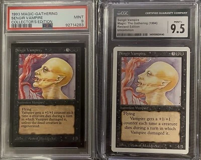 1993/94 MTG Collector & Revised Editions Sengir Vampire Graded PSA 9 & CGC 9.5+ - Image 1 of 4