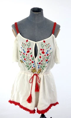 Somedays Lovin Playsuit Bohemian White Embroidery Leonie Cold Shoulder XS BNWT - Image 1 of 4