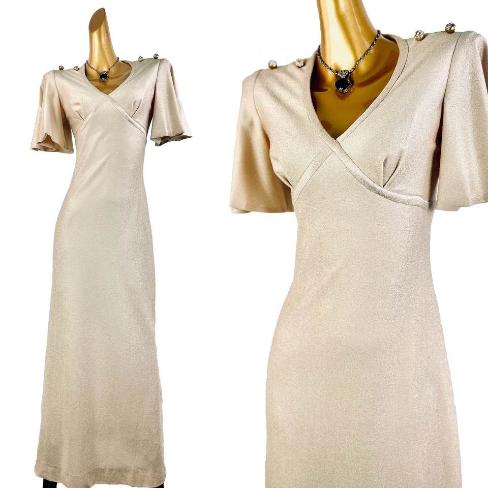 Vestido de festa vintage vintage vintage anos 70 boho deusa grega - Imagem 1 de 4