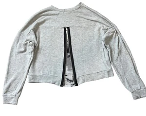 Tru Luv Girls Gray Cozy Knit Zip Back Tie Dye Panel Hi Low Sweater Top 14 - Picture 1 of 6