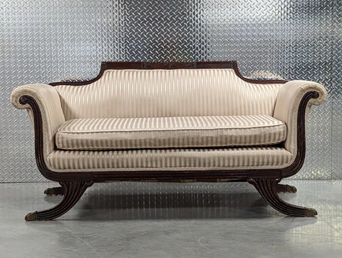 Duncan Phyfe style Antique Sofa Loveseat Upholstered Carved Settee Parlor 19th C Cover