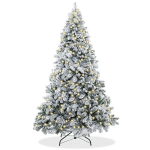 6FT Pre-Lit Snow-Flocked Pine Realistic Artificial Holiday Christmas Tree with - Picture 1 of 7