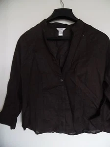 Camicia blusa Christopher Banks marrone lino misto cotone con bottoni taglia M - Foto 1 di 3