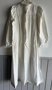 Antique 1890s Handmade Victorian White Cotton Floral Lace Nightgown Size L - Picture 1 of 8