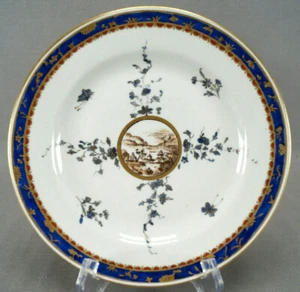 Porcelaine de Paris Chinese Export Style Cobalt Pagoda Landscape Scene Plate A - Picture 1 of 10