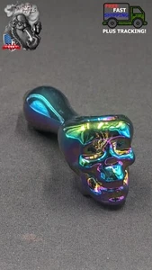 Tazón de pipa para fumar tabaco de 4" pipa de mano calavera arco iris - Imagen 1 de 6