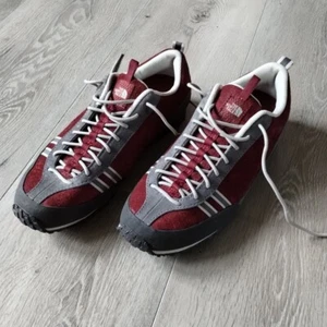 North Face Bolt Shoes Womens 8.5 Red Gray Suede Hiking Boots Sneaker Vibram - Picture 1 of 8