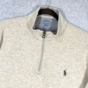 Polo Ralph Lauren Shirt Mens XL Luxury Jersey Quarter Zip Pullover Beige Grey - Picture 1 of 12