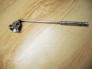 VINTAGE METAL CANDLE SNUFFER - BELL SHAPED W ROLLED HANDLE - 11" - Picture 1 of 5