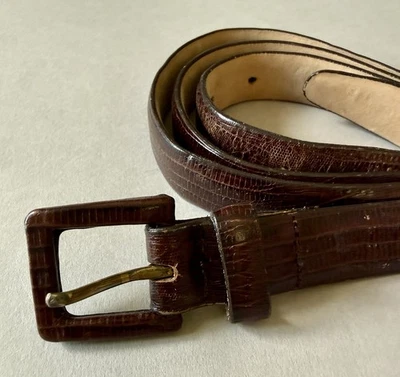 BROOKS BROTHERS Brown Lizard Grain Leather 7/8 in. wide Woman's BELT Size L - Image 1 of 4