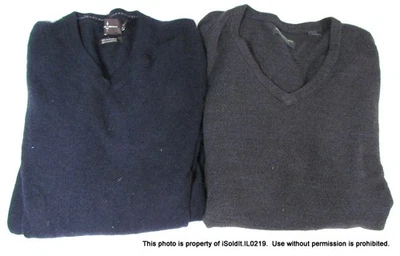 LOT 2 MENS PULLOVER SWEATERS SZ XXL 2XL Navy Blue Cashmere, Black John Bartlett - Image 1 of 4