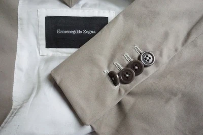 Ermenegildo CURRENT Milano Easy Zegna 100% Cotton Beige Taupe Sport Coat Sz 38S - Image 1 of 4