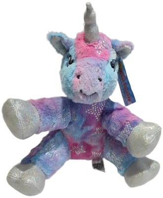Pink & Blue Unicorn Plush Bear with Silver Wings & Secret Pocket – Gift Toy - Image 1 of 4