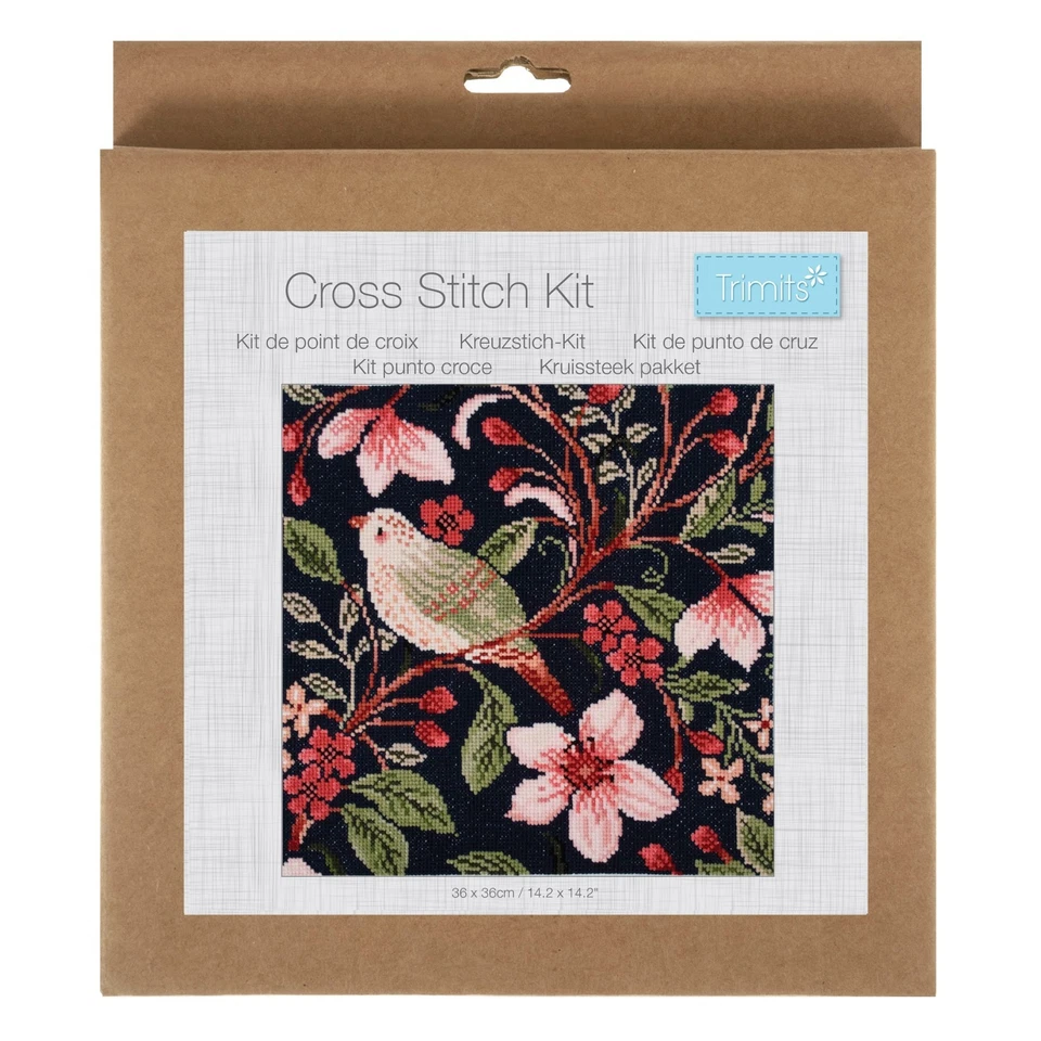 Trimits GCS213 Bird Blossom - Large Counted Cross Stitch Kit includes 11ct aida