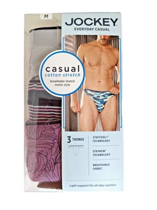 Perizoma Jockey Uomo Taglia M 32-34 Cotone Elasticizzato Confezione da 3 Traspirante Floreale Tinta Unita - Foto 1 di 3