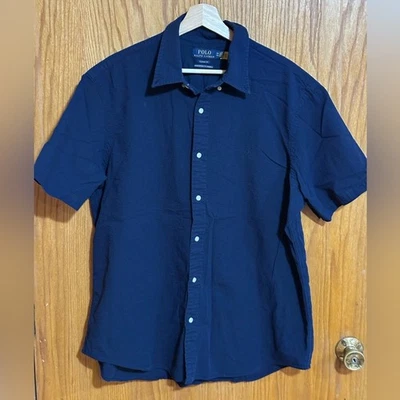 Camisa Polo Ralph Lauren Manga Corta XXL Azul Marino RL Calce Desacolado Clásica Seersucker Foto 1 de 4