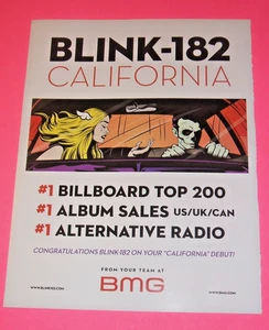 Blink-182 California Album (2016) Debuts at #1 10"x13" Magazine Ad/Advertisement - Picture 1 of 1