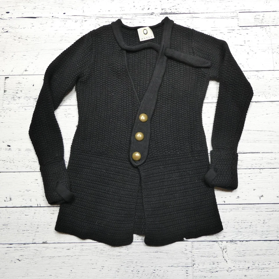 Suéter Mayle Mujer Mediano Negro Texturizado Tejido Botón Cárdigan Chaqueta Único Foto 1 de 4