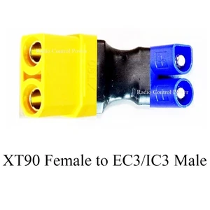 RCP Adapters (1) XT90 FEMALE TO EC3/IC3 MALE BATTERY NO WIRE ADAPTER - Picture 1 of 14