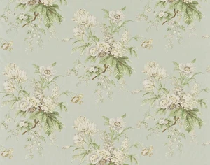 SANDERSON CURTAIN FABRIC DESIGN Tournier 2.3 METRES SILVER/EGGSHELL 100% LINEN - Picture 1 of 8