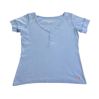 Top Soffe Vintage Y2K Mujer XL Azul Henley Manga Corta Preppy Capas Retro Foto 1 de 4