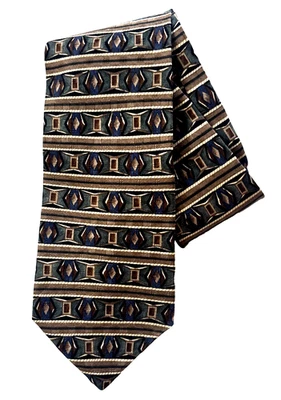 Corbata Haggar 100% Seda Hombre Marrón Patrones Geométricos en Marrón 57x4" Foto 1 de 4