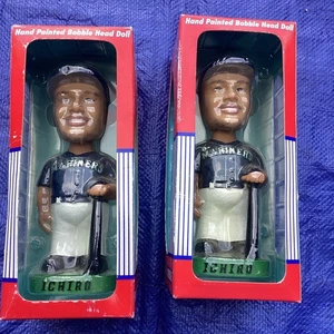 Pair of HOF Ichiro Suzuki 2001 BobbleHead Doll Seattle Mariners Bobble Dobbles - Picture 1 of 2