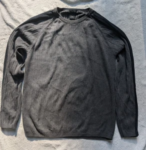 Calvin Klein Jeans 100% Cotton Pullover Sweater Large L Dark Grey with Black - Foto 1 di 8