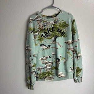 Scotch Soda Amsterdam Blauw Take Me Birds Vintage Sweatshirt Size Medium - Picture 1 of 11