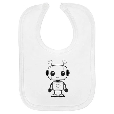 Babero de bebé de algodón suave 'Cute Love Robot with Hearts' (BI00062943) Foto 1 de 3