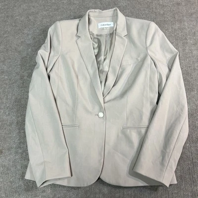 Blazer Calvin Klein Beige Tostado Chaqueta Un Botón Talla 4 Foto 1 de 4