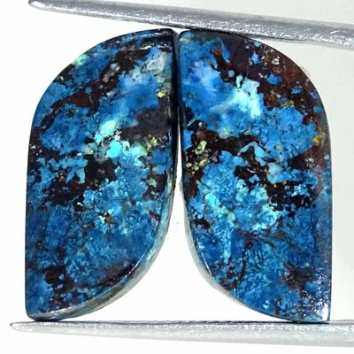 17.10Cts Natural Azurite Pair Cabochon Loose Gemstone Shape Fancy Size 10x21x3mm - Image 1 of 4