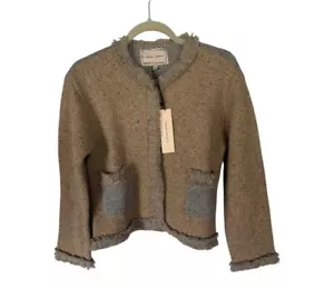 Giacca Lingua Franca Onassis maglia tweed in Granolia taglia large nuova con etichetta - Foto 1 di 5