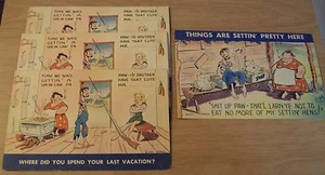 Vintage 1940er WWII Ära Lot von 4 RIESIGEN Neuheit Postkarten ~ Hillbilly ~ - Bild 1 von 9