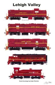 Póster Lehigh Valley Toscan Red Era Locomotoras 11"x17" firmado por Andy Fletcher - Imagen 1 de 1
