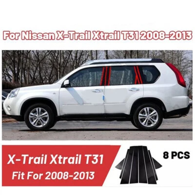 8Pcs Black Window Pillar Post Cover Trim For Nissan X-Trail Xtrail T31 2008-2013 Foto 1 de 4