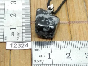 Pendentif OBSIDIENNE FLOCON DE NEIGE + cordon reglable mineraux pierre reiki - Picture 1 of 1