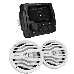 MB Quart GMR-LED Multimedia Source & NK2-116W 6.5" 2-Way Marine Speakers (Pair) - Picture 1 of 8