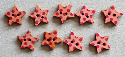 9 Pink Star Shaped  20mm Wooden  Buttons - Image 1 of 2